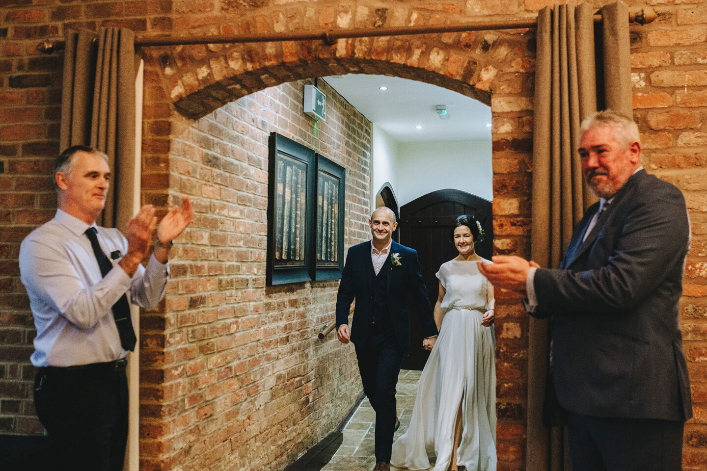 bride and groom entrance at swancar farm