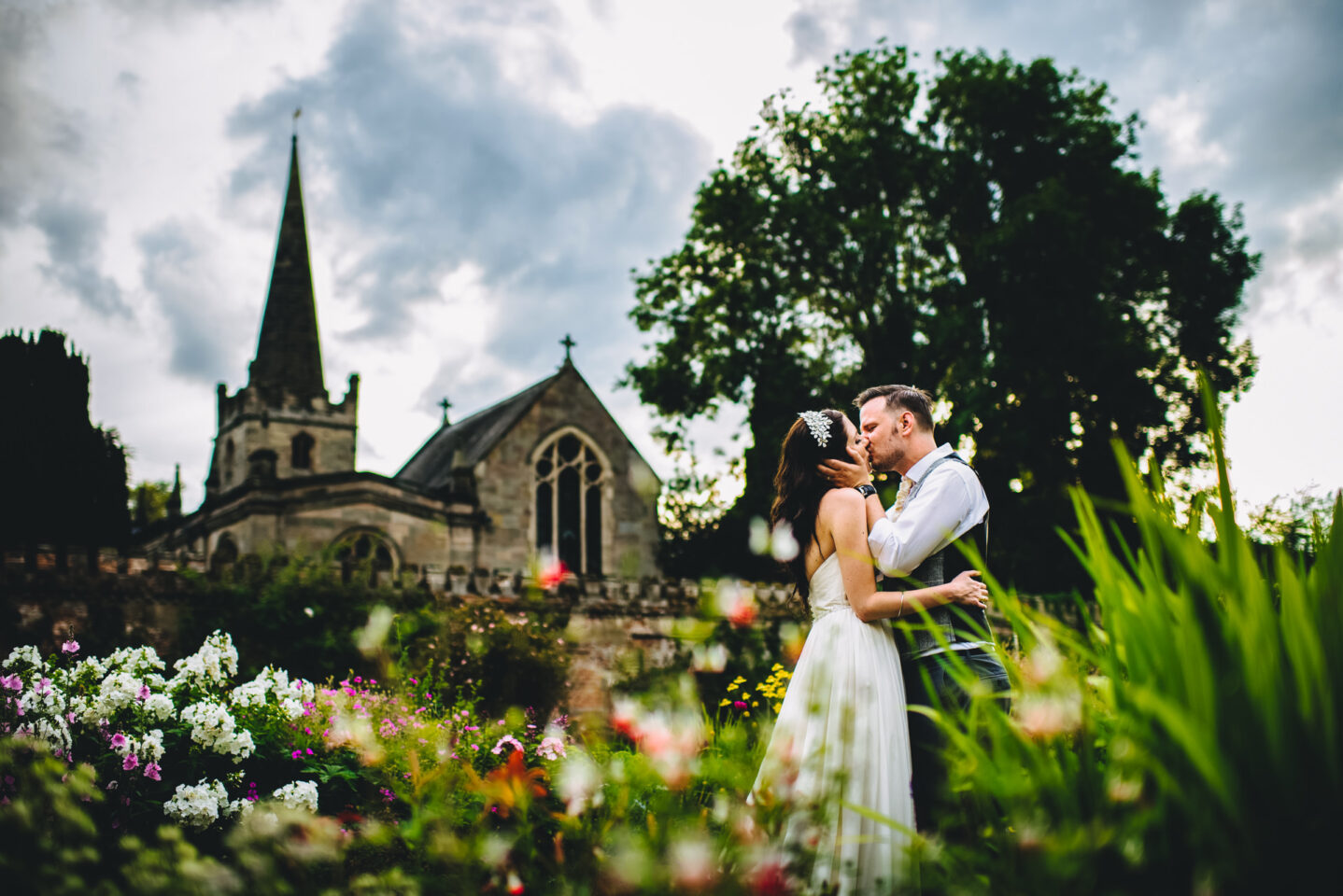Wedding photograph of the bride and groom at holme pierrepont hall in nottingham