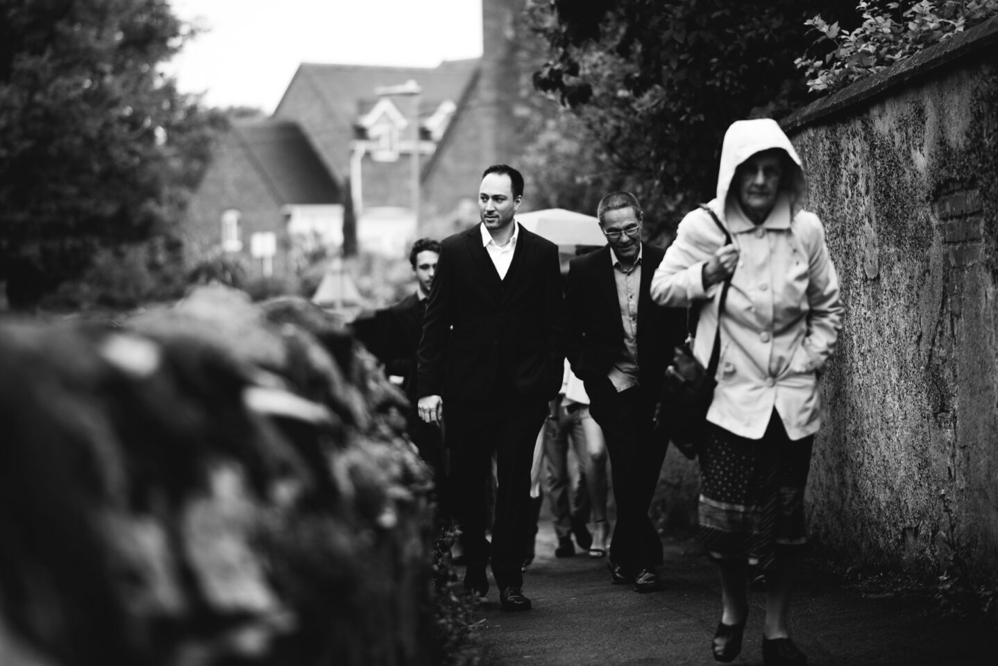 groom walks to church